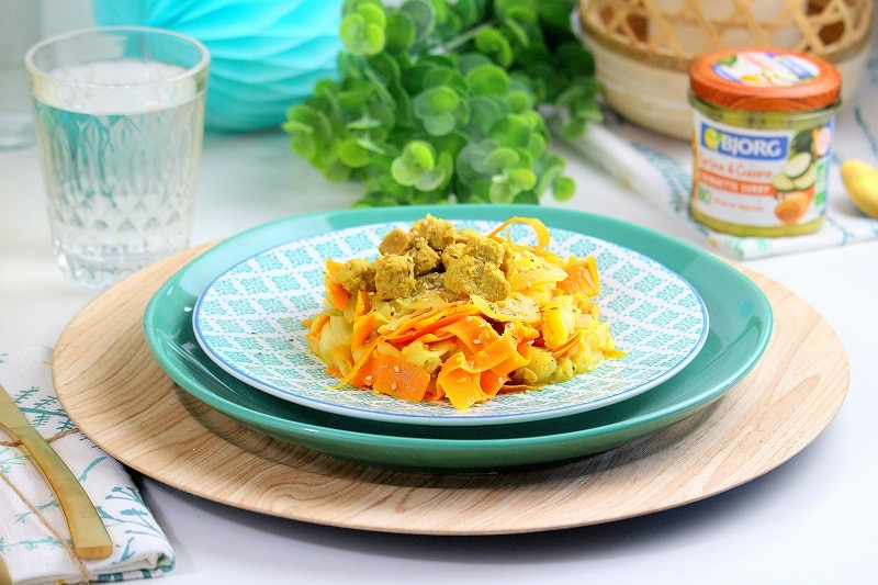 tagliatelles carottes et courgettes au tofu. Une recette healthy et vegan. 