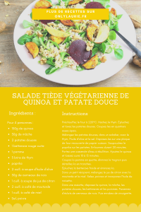 Fiche recette pour réaliser une salade végétarienne et gourmande au quinoa.