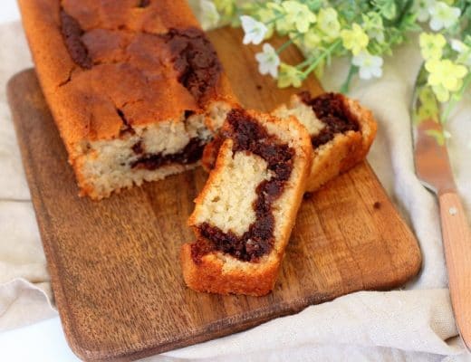 Cake marbré vegan à la pâte à tartiner. Healthy, rapide et facile à faire.